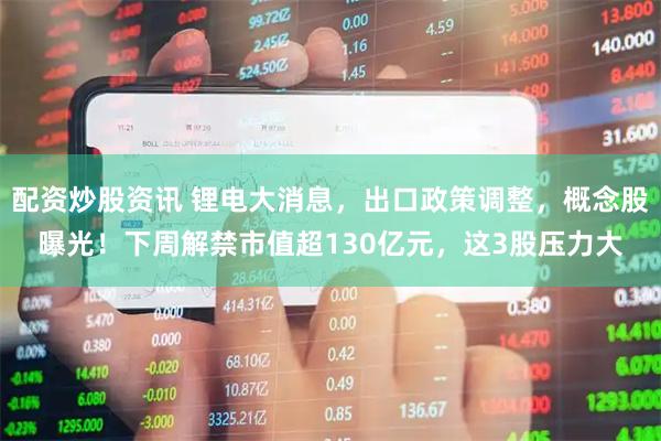 配资炒股资讯 锂电大消息，出口政策调整，概念股曝光！下周解禁市值超130亿元，这3股压力大